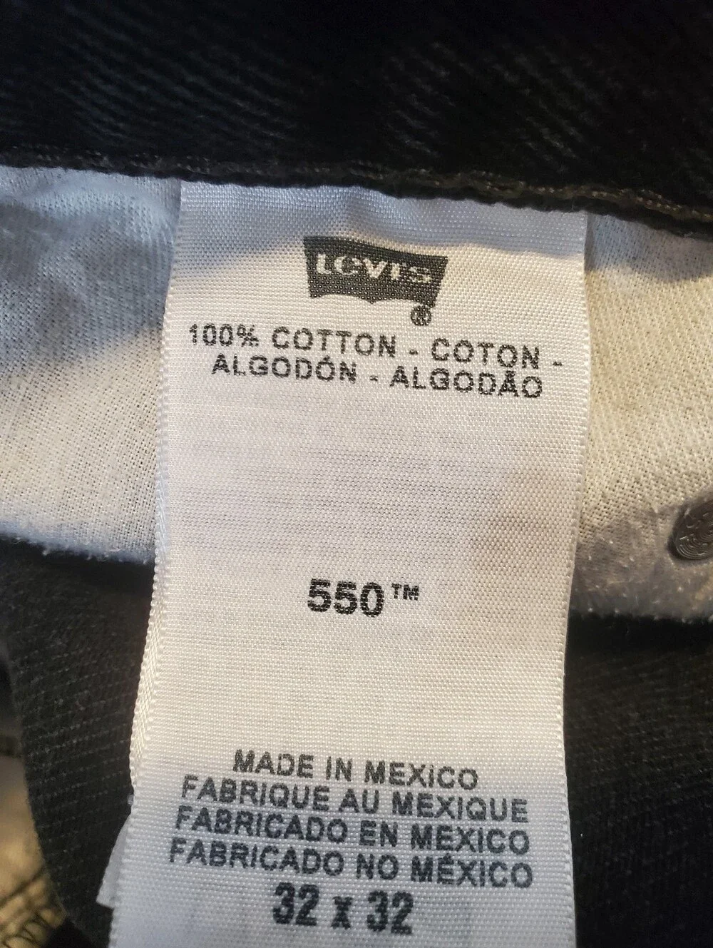 Mens Levi's 550 Black Jeans Size 32/32 100% Cotton